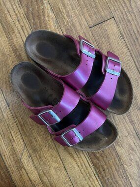 Arizona 2 Strap Classic Birkenstock Sandals 36 Hot Pink Patent Leather
